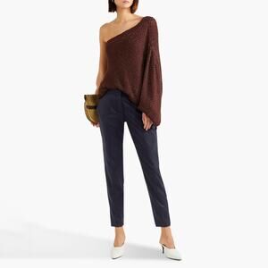 STELLA MCCARTNEY Vivian Wool Tapered Pants in Midnight Blue | IT 44/US 8